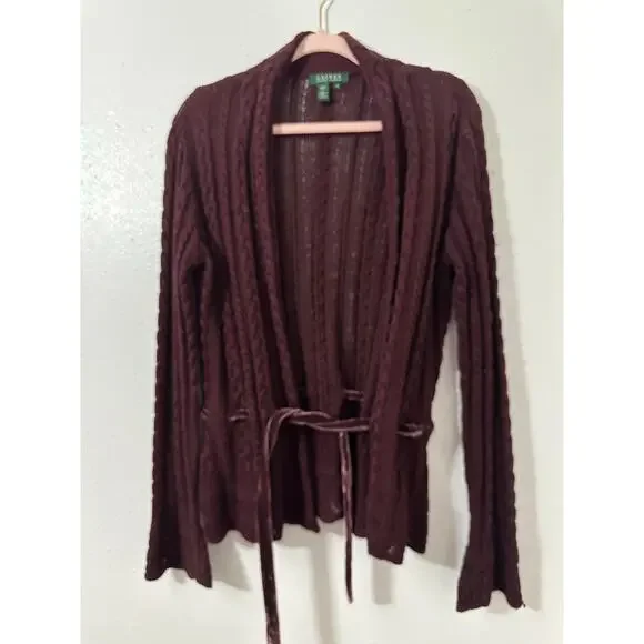 Lauren Ralph Lauren cable knit cardigan M - Picture 2 of 8
